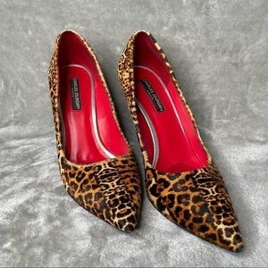 Charles Jourdan Leopard Print Calf Hair Pumps Size 9 Luxury Designer Heels